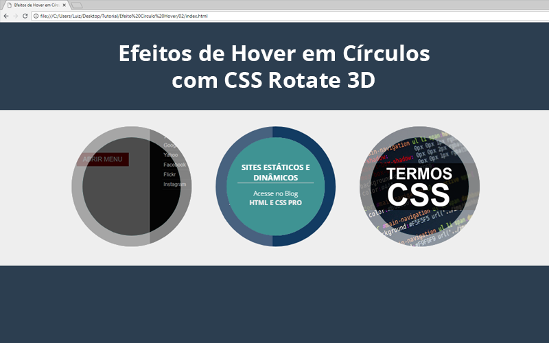 Efeitos de Hover em Círculos com CSS Rotate 3D